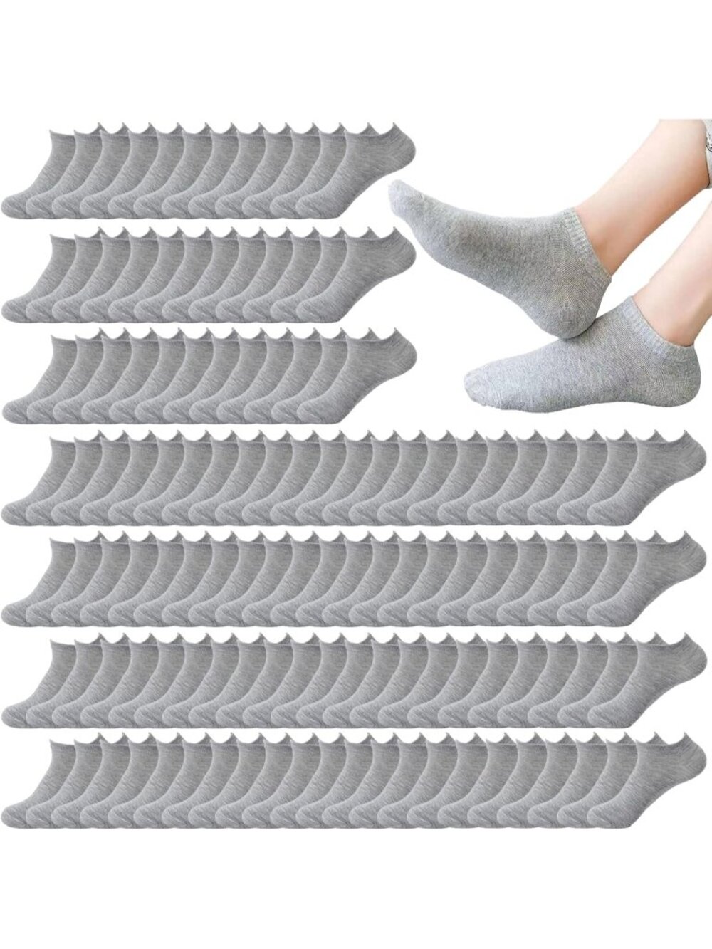 🧦Women's Light Grey 30 Pair Pairs Low Cut Ankle No Show Casual Athletic Socks